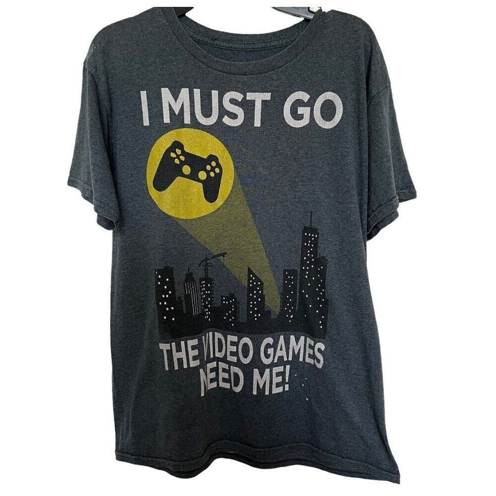 Boys Hybrid‎ Graphic Tee T-Shirt 2XL  18 The Video Games Need Me Charcoal Grey